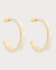 CHRISTIAN DIOR Large Dior Night Code Hoop Earrings Gold - Finish Metal, White Crystals | 迪奧 耳環 (多色) - LONDONKELLY 英國名牌代購
