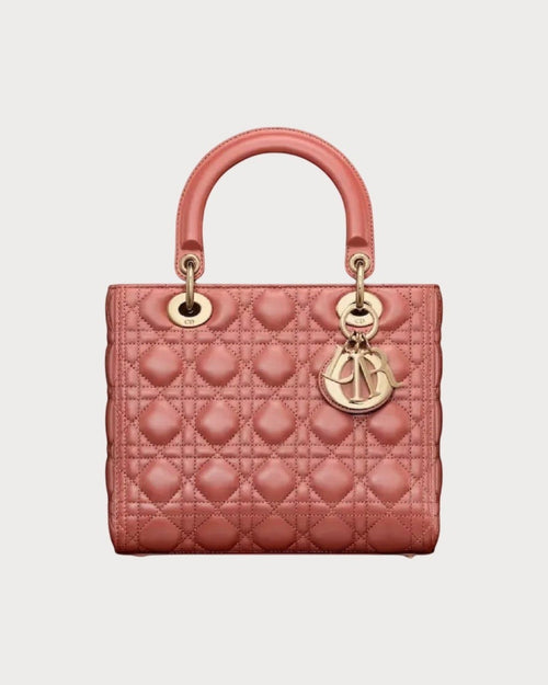 CHRISTIAN DIOR Medium Lambskin Lady Dior Bag | 迪奧 手袋 (Cherry Red)