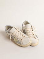 GOLDEN GOOSE Bio - based Super - Star with silver glitter and yellow leather star | 黃金鵝 Bio - based Super - Star 搭配銀色亮片與黃色皮革星星（白色） - LondonKelly 英國名牌代購