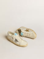 GOLDEN GOOSE Super - Star in white leather and suede with silver and gold leather star | 黃金鵝 Super - Star 白色皮革與麂皮搭配銀色與金色皮革星星（米白色） - LondonKelly 英國名牌代購