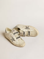GOLDEN GOOSE Women’s Old School with silver glitter star and ice - gray suede tongue | 黃金鵝 女款 Old School 搭配銀色亮片星星與冰灰色麂皮鞋舌（白色） - LondonKelly 英國名牌代購