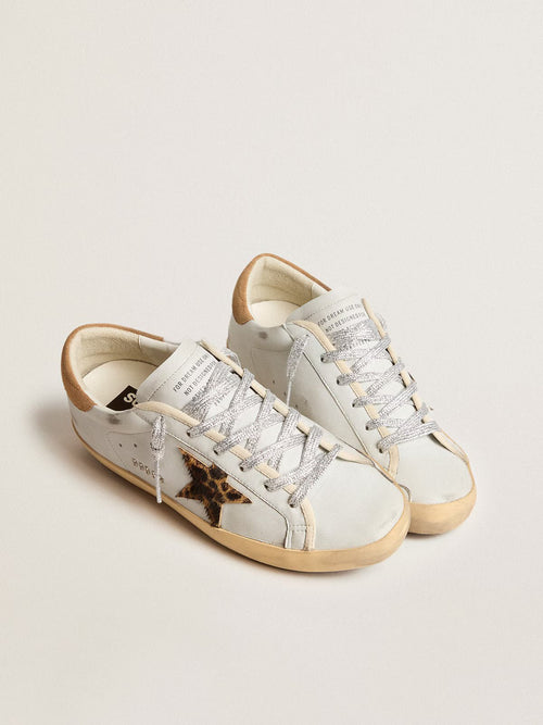 GOLDEN GOOSE Women's Super - Star in nappa leather with pony skin star and suede heel tab | 黃金鵝 女款 Super - Star 採用納帕皮革，搭配小馬皮星星與麂皮後跟標籤（煙草色） - LondonKelly 英國名牌代購