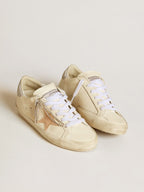 GOLDEN GOOSE Women's Super - Star LTD in nappa leather with nude leather star and glitter heel tab | | 金鵝 女款 Super - Star LTD 採用納帕皮革，搭配裸色皮革星星與亮片後跟標籤（白色） - LondonKelly 英國名牌代購