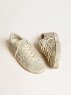 GOLDEN GOOSE Women’s Super - Star with gray suede star and Swarovski crystal mesh | 黃金鵝 女款 Super - Star 搭配灰色麂皮星星與施華洛世奇水晶網布（灰色） - LondonKelly 英國名牌代購