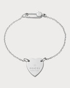GUCCI Trademark Bracelet with Heart Pendant | 古馳 手鏈 (銀色) - LONDONKELLY 英國名牌代購