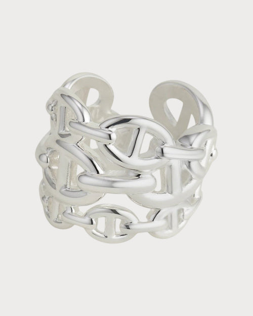 HERMES Large Chaine d'ancre Enchainee Ring | 愛馬仕 戒指 (銀色) - LONDONKELLY 英國名牌代購