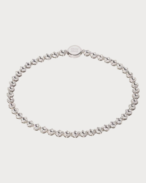 MIU MIU Metal Necklace with Crystals | 繆繆 水晶頸鏈 (銀色) - LondonKelly 英國名牌代購