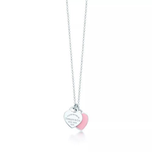 TIFFANY & CO. Return to Tiffany Pink Double Heart Tag Pendant in Silver | 蒂芙尼 心心頸鏈 (粉紅色) - LONDONKELLY 英國名牌代購