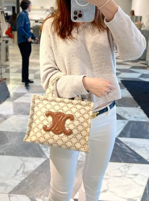 Celine 手袋 布料設計, 凱旋門Logo, 可以手提, 斜咩或單肩。