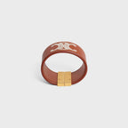 CELINE Triomphe Embroidered Leather Bracelet | 賽琳 手帶 (啡色)
