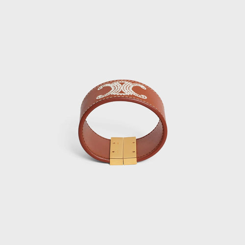 CELINE Triomphe Embroidered Leather Bracelet | 賽琳 手帶 (啡色)