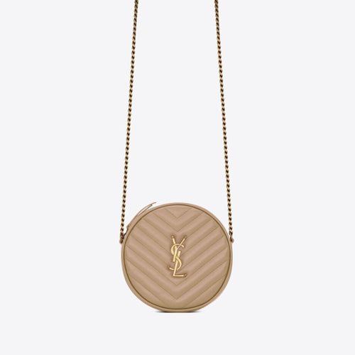 YSL SAINT LAURENT Vinyle Round Camera Bag | 聖羅蘭 手袋 (Beige)