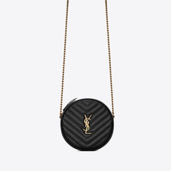 YSL SAINT LAURENT Vinyle Round Camera Bag | 聖羅蘭 手袋 (Black)