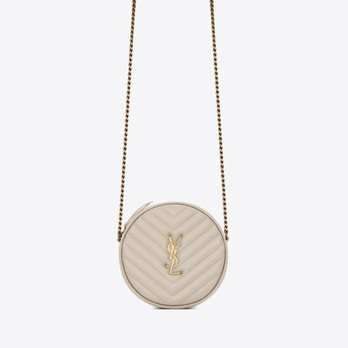 YSL SAINT LAURENT Vinyle Round Camera Bag | 聖羅蘭 手袋 (White)